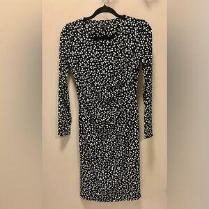 Talbots Black and White Dot Long Sleeve Dress